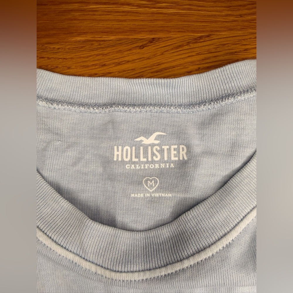 Hollister Lace Sleeve Long Sleeve Top Light Blue Coquette Soft Girl Size M - Picture 7 of 8